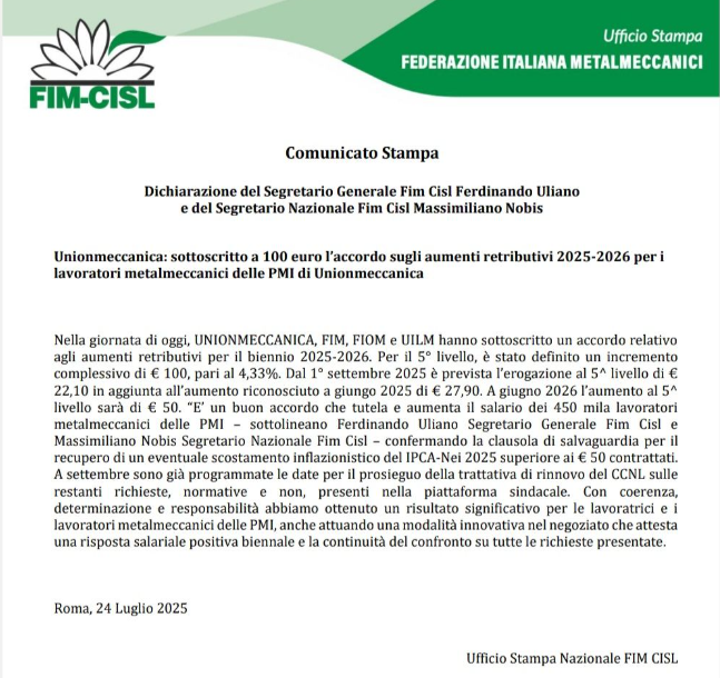 minimi tabellari metalmeccanici